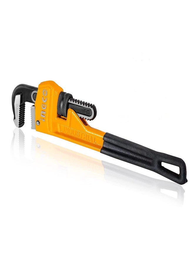 INGCO Pipe Wrench, 12" Heavy Duty Straight Pipe Wrench, 42mm Max Clamping Diameter, Adjustable Plumbing Wrench, Drop Forged, Soft Grip Plumbing Wrench - Image 1